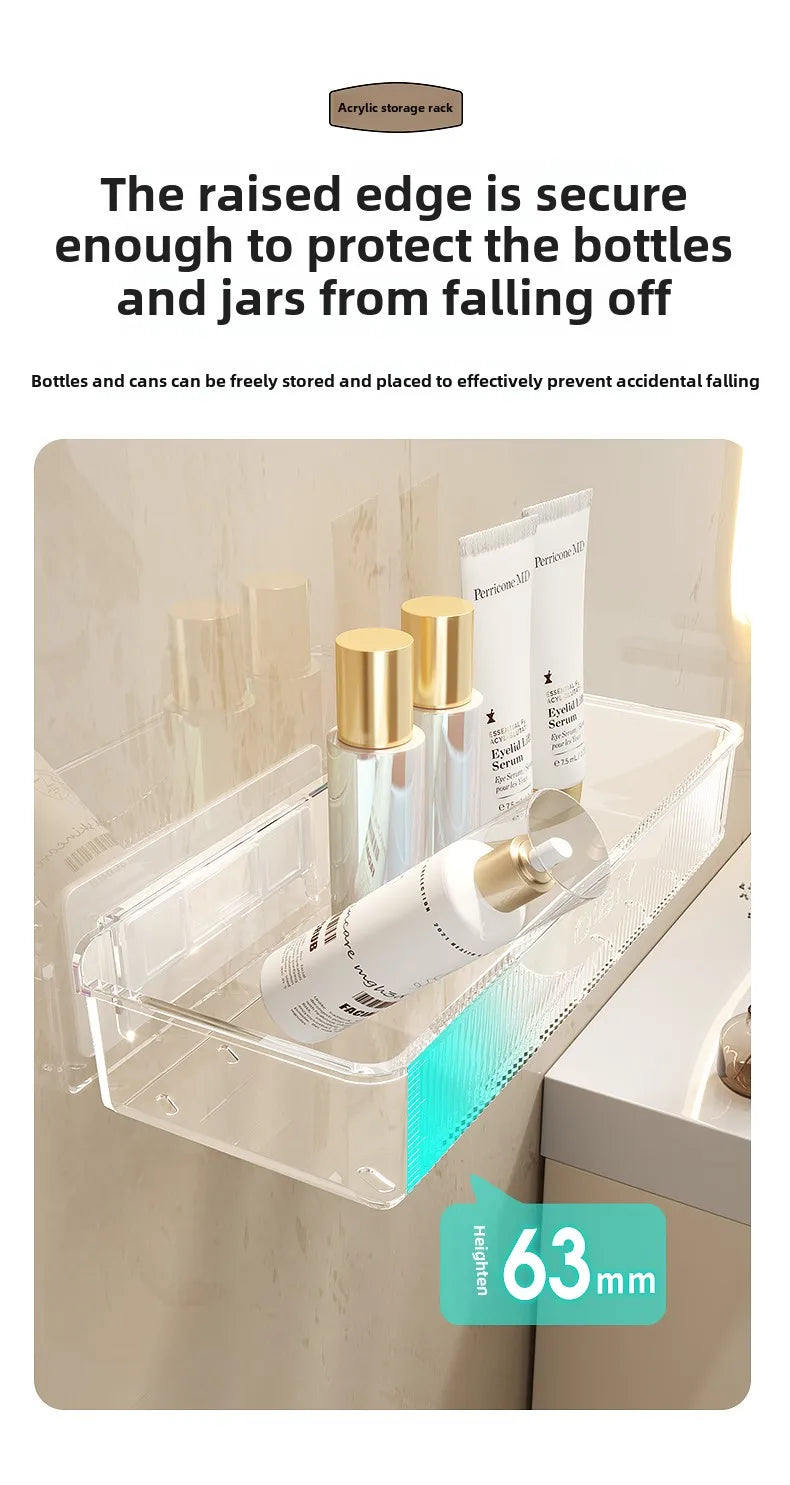 Wall mounted cosmetic and skincare storage rack for bathroom no need for drilling Multi functional kitchebathroom storage rackra by Smarsty
