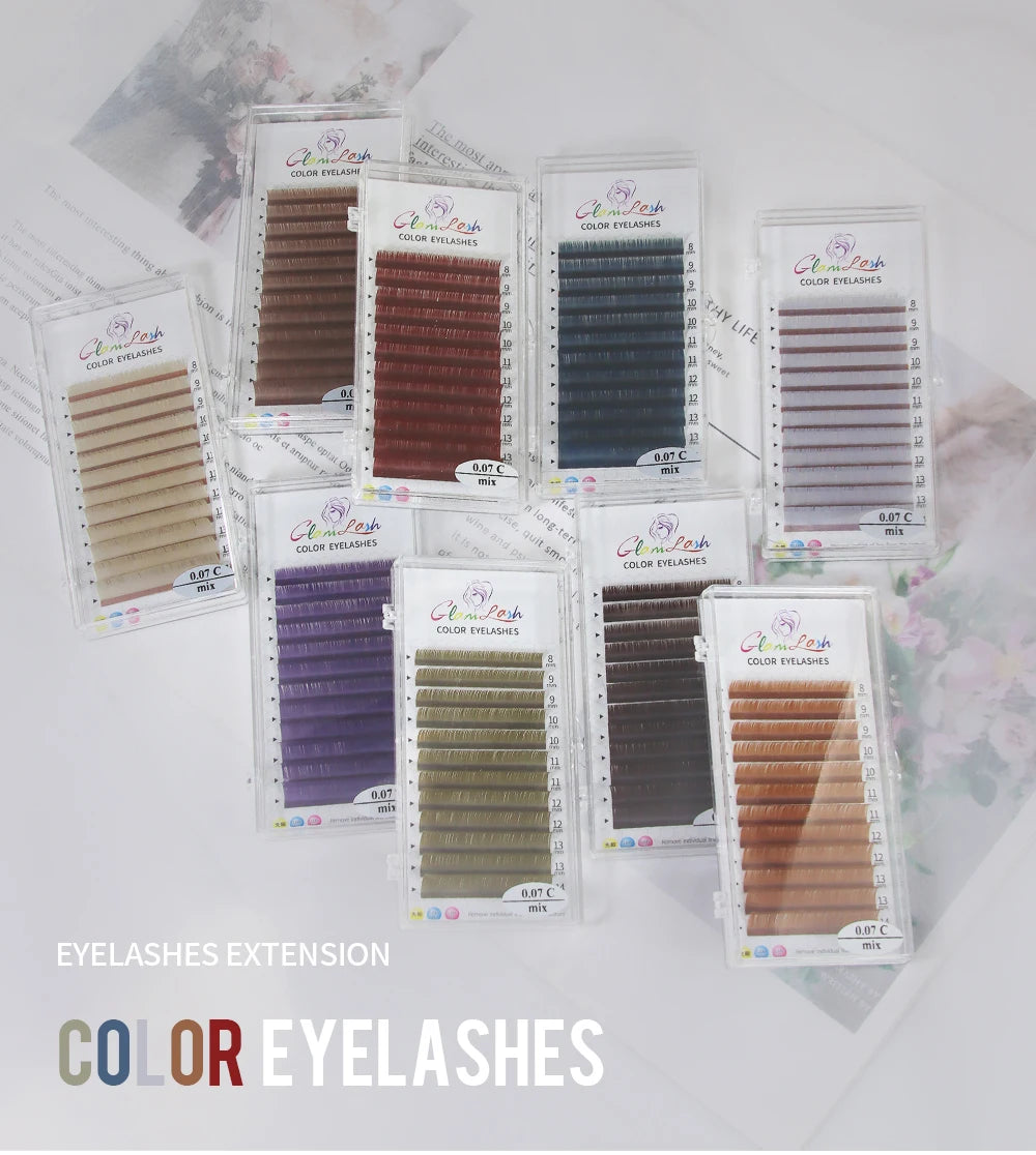 Glamlash Morandi Grey Colorful Individual Eyelash Extensions - Smarsty