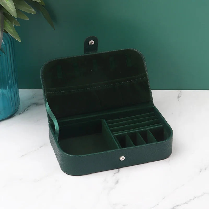 Portable Jewelry Organizer Case for Travel with Leather Storage - Smarsty