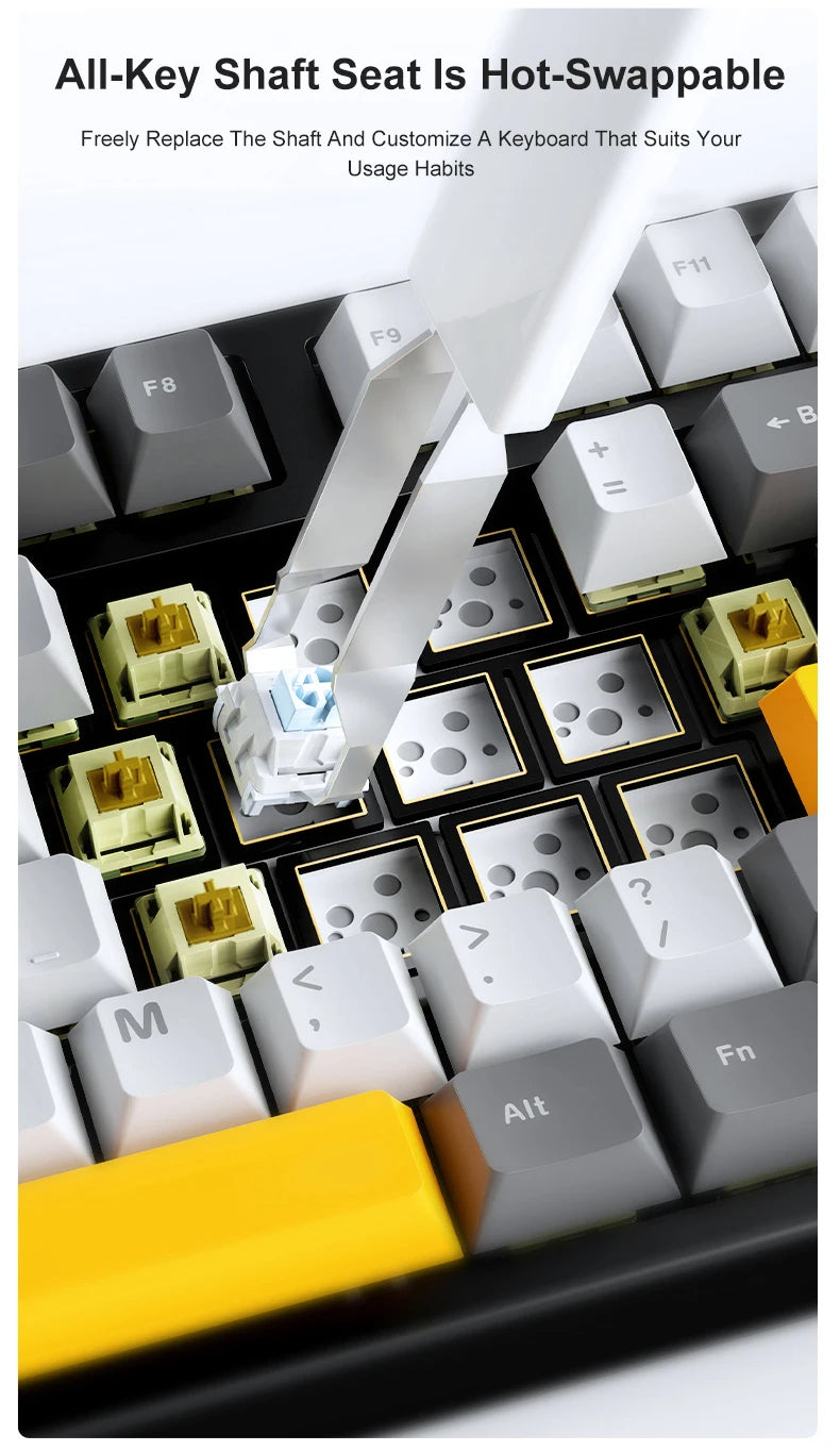 Tri Mode Gaming Keyboard With Hot Swap 104 Keys Gasket