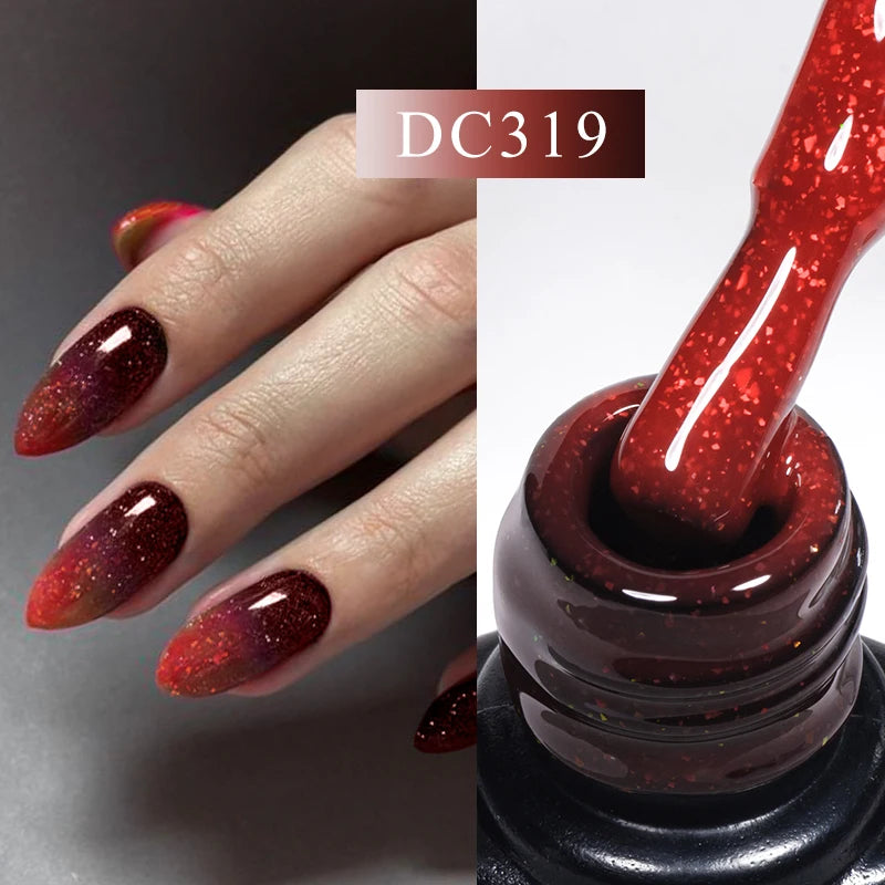 Auroras Thermal Rubber Base Gel Nail Polish Long Lasting Glitter - Smarsty