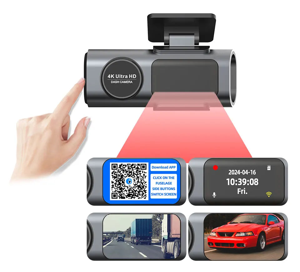 4K Dash Cam Dual Lens Night Vision With GPS VideoRecording - Smarsty