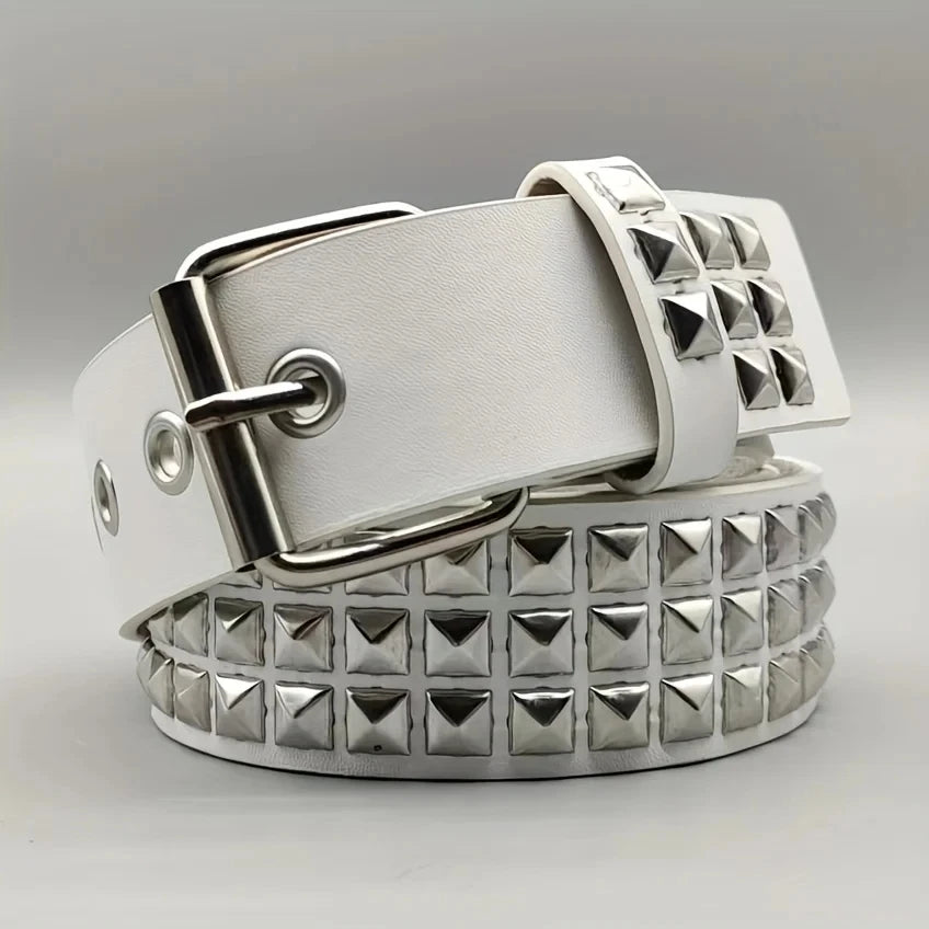 Unisex Square Bead Rivet Punk Metal Belt - Smarsty