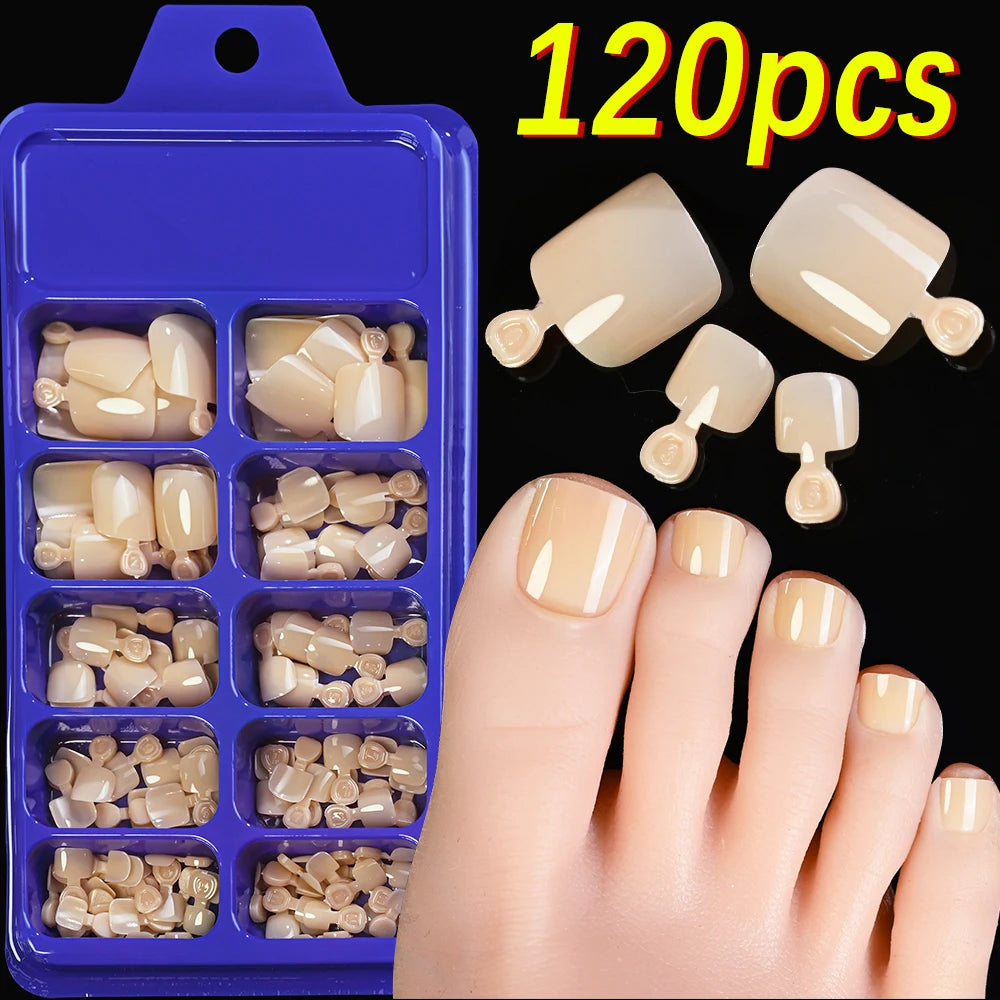 120 Pieces Pink Square Toe Nail Tips Full Cover Extensions - Smarsty