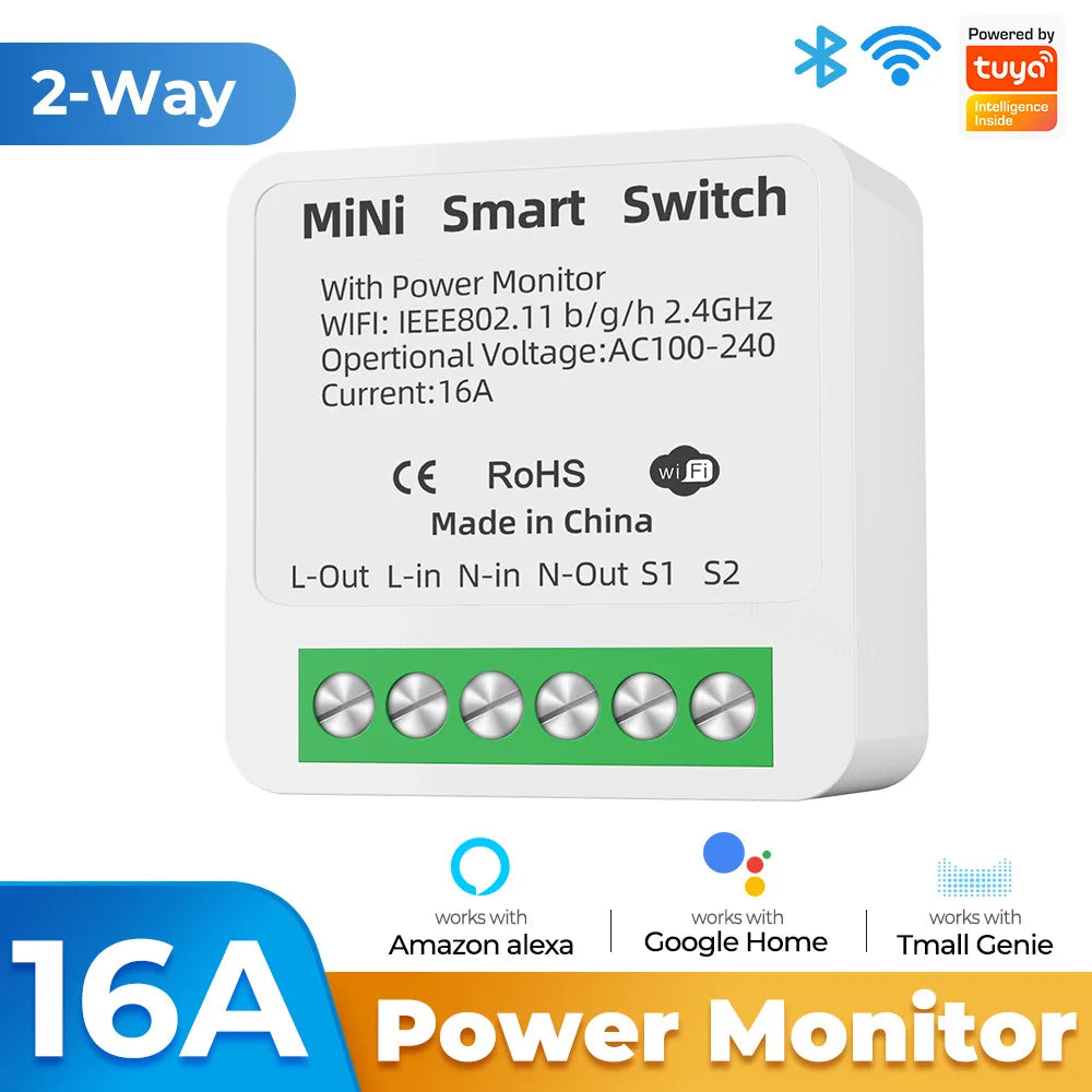 Tuya Zigbee WiFi Mini Smart Switch With Power Monitoring - Smarsty