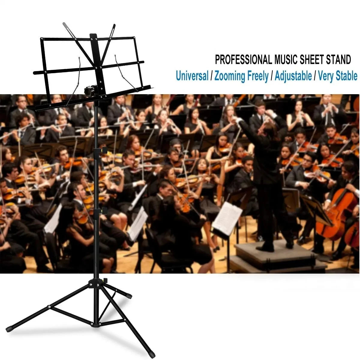 Music Stand 2 in 1 Dual Use Folding Sheet Music Stand Desktop Book Stand Portable and Lightweight - Smarsty