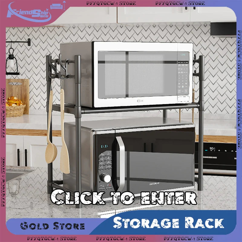 Kitchen Storage Rack Microwave Shelf Condiment Organizer Shelf Multi-Layer Simple Countertop Tidying Shelves Kitchen Accessories by Smarsty