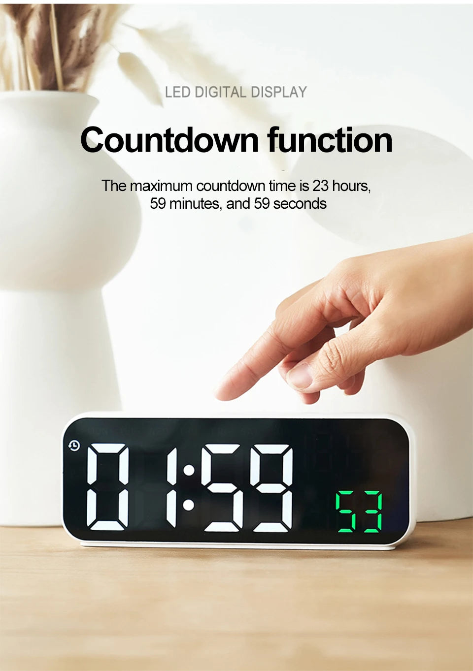 Voice Control Digital Alarm Clock with Temperature Display - Smarsty