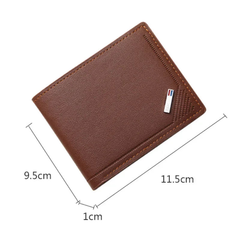 Men's Short Frosted Leather Wallet, Multi-Slot Coin Pocket Photo Holder Small Men's Wallet - Smarsty