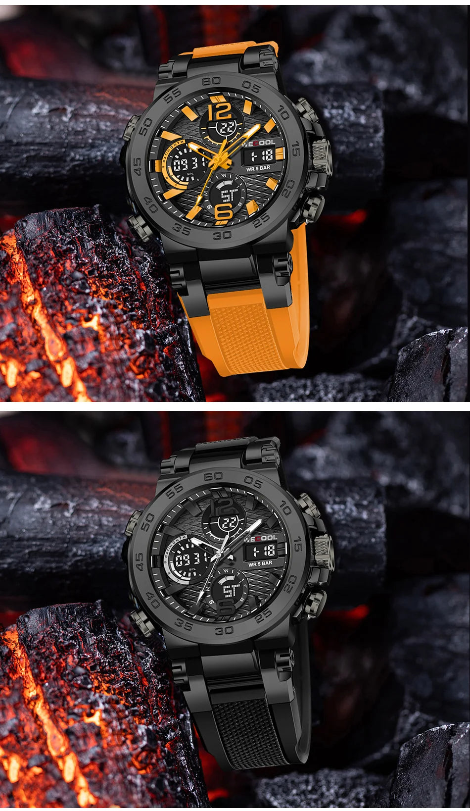 Wecool Waterproof Dual Display Alarm Clock Watch - Smarsty