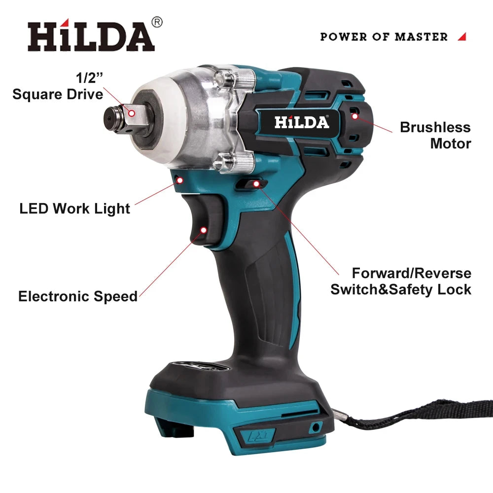 HILDA 18V Cordless Impact Wrench for Car Repair - Smarsty