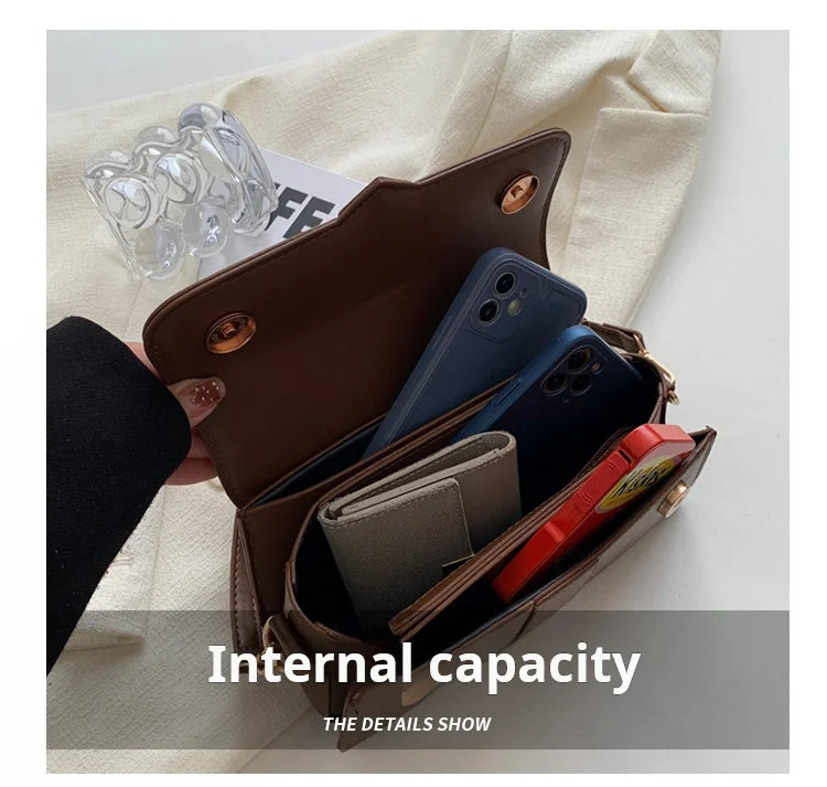 Versatile PU Leather Shoulder Bag For Women Square Satchel - Smarsty