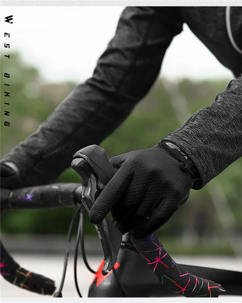 West Biking Full Finger Cycling Gloves Non Slip Silicone Palm - Smarsty