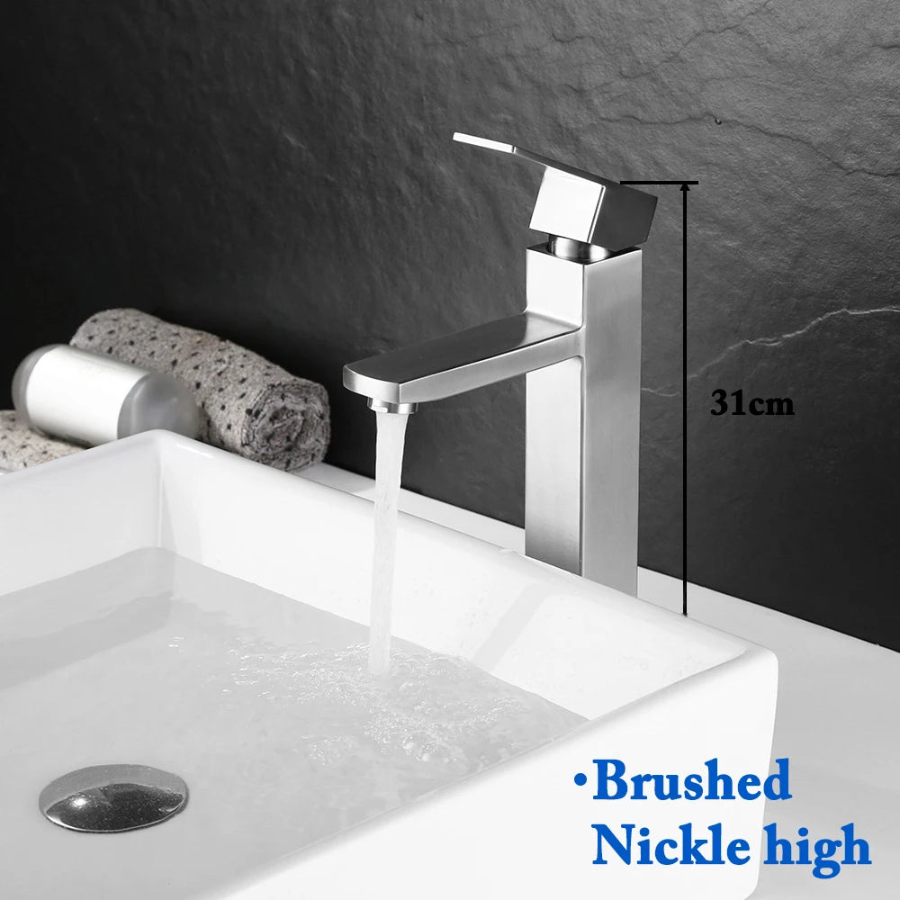 Black Square Bathroom Faucet Hot and Cold Mixer - Smarsty