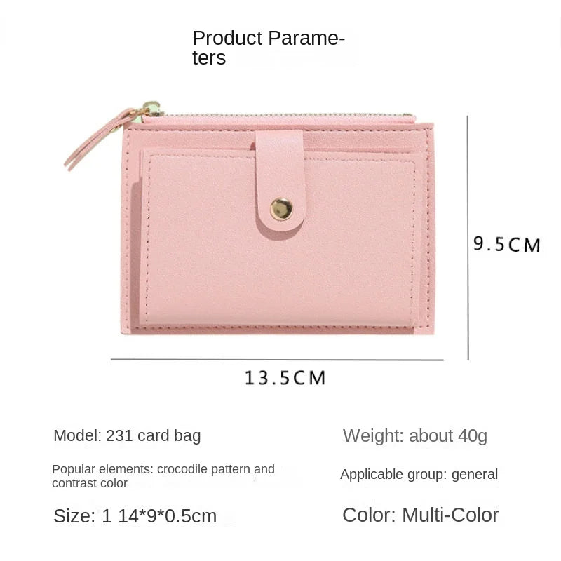 Ladies Fashion Solid Color Multi-slot Card Holder / Mini PU Leather Wallet - Smarsty