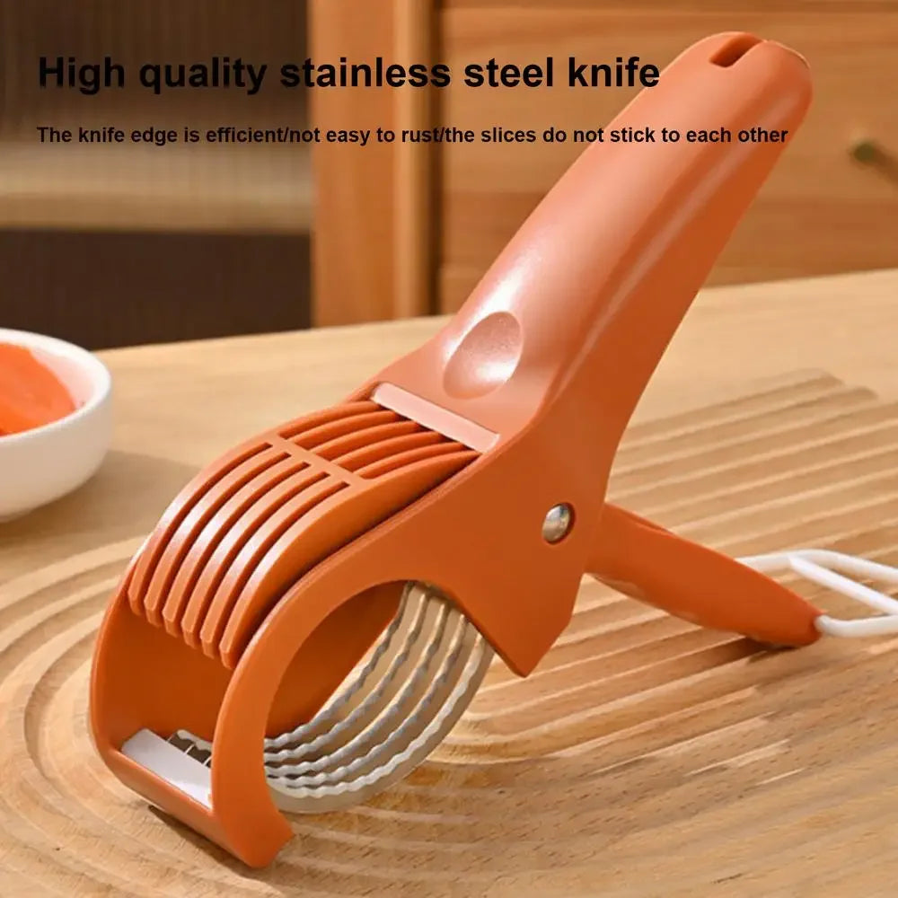 Manual Salad Chopper Stainless Steel Blades Safe Finger Guard For Fruit Vegetables Salad Kitchen Camping Portable Slicer Tool by Smarsty