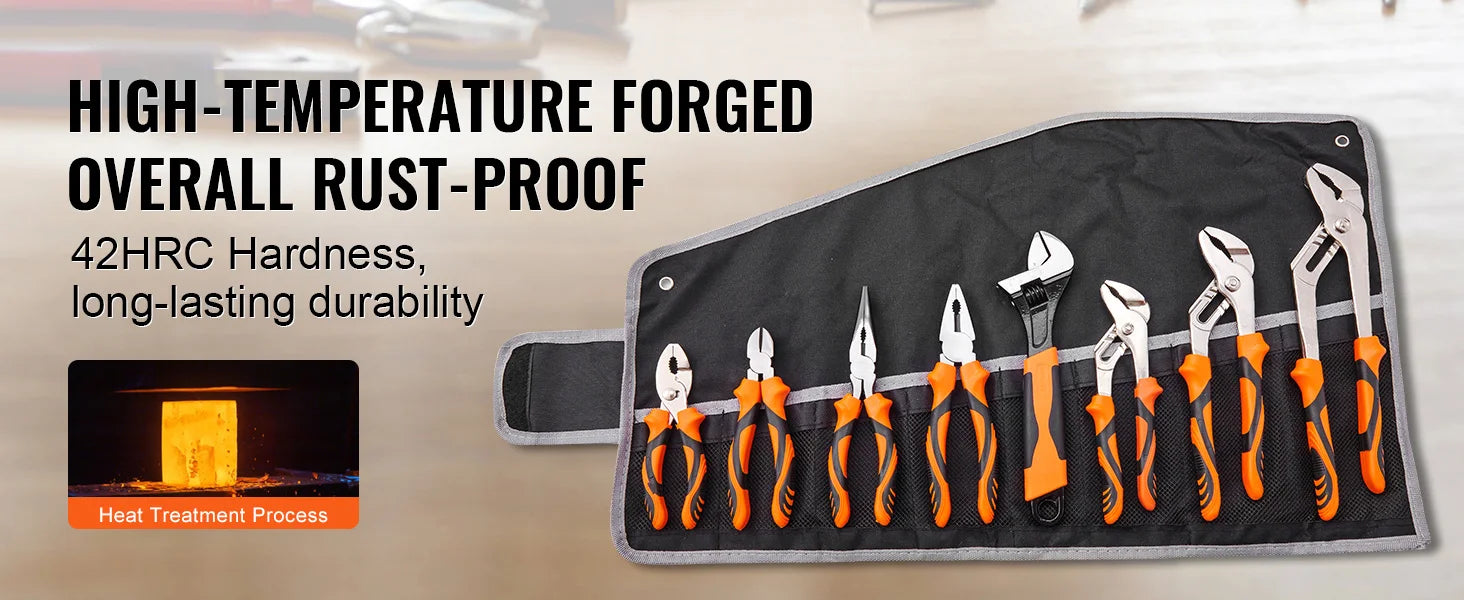 SucceBuy 8-Piece Pliers Set High Carbon Steel 12"/10"/8" Groove Joint Pliers 8" Linesman's Pliers 8" Long Nose Pliers