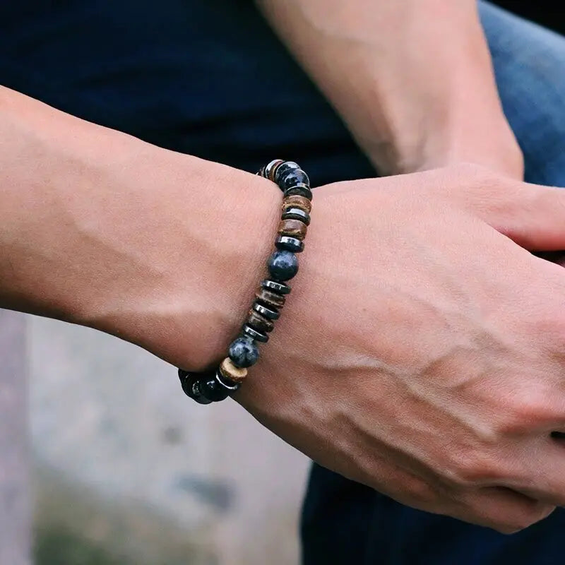 Natural Stone Beaded Bracelet for Men with Unique Design - Smarsty