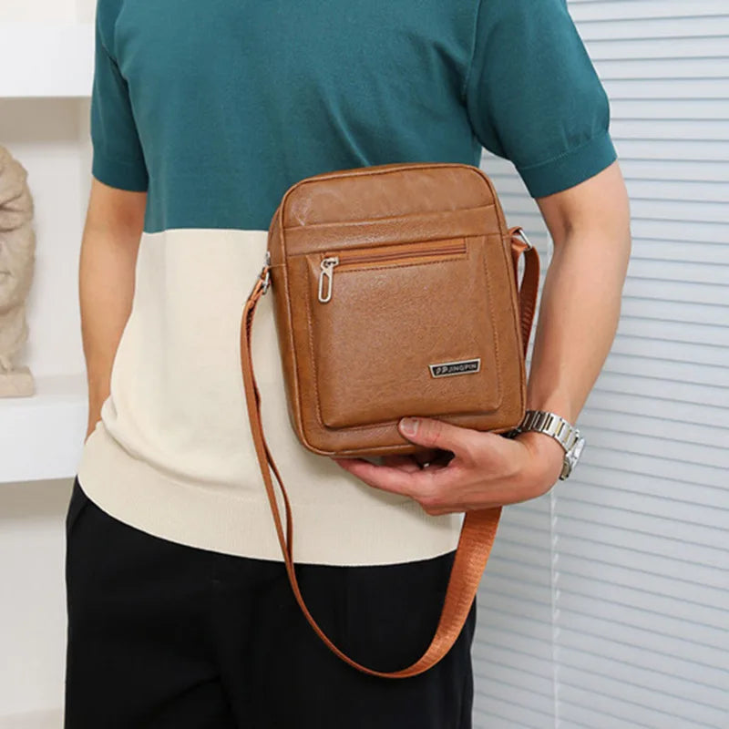 Mens Crossbody Bag Waterproof PU Leather Large Capacity - Smarsty