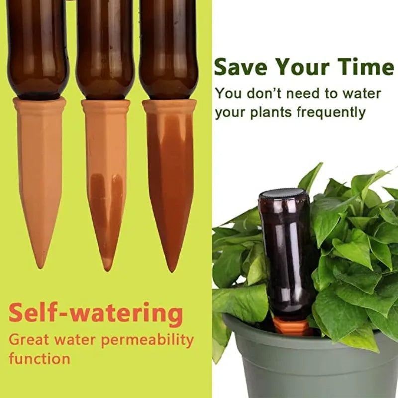 Self-Watering Terracotta Plant Stakes for Hassle-Free Care - Smarsty