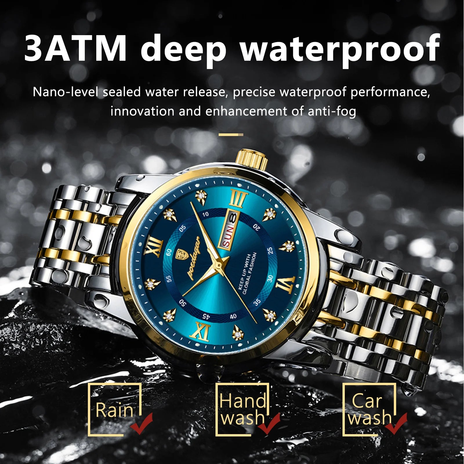 POEDAGAR Luxury Waterproof Men's Watch with Luminous Dial - Smarsty