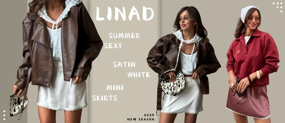 Linad Elegant Satin Embroidery Pencil Skirts Summer Sexy High Waist Split Mini Skirts For Women Fashion Slim Skirt Female 2025 - Smarsty