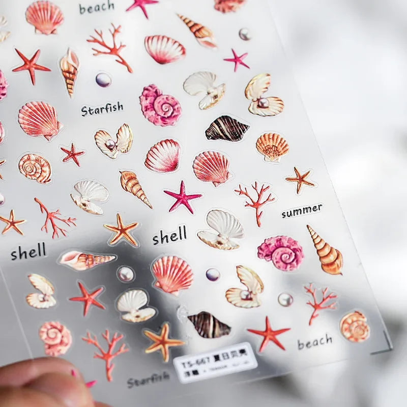 Colorful Seashell Nail Art Stickers for Dreamy Designs - Smarsty