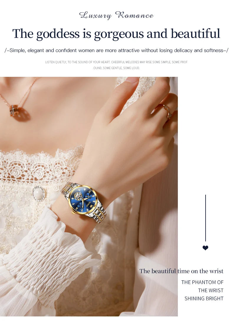 OLEVS Womens Automatic Mechanical Watch Waterproof Stainless Steel - Smarsty