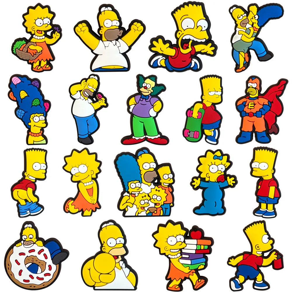 18/54pcs/set Shoe Charms PCV Cute Cartoon Shoe Accessorie Simpson For Women Men Funny Unisex Gifts