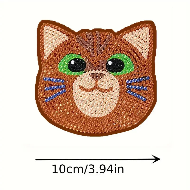 Diamond Painting Coasters Set with Cartoon Cat Design - Smarsty