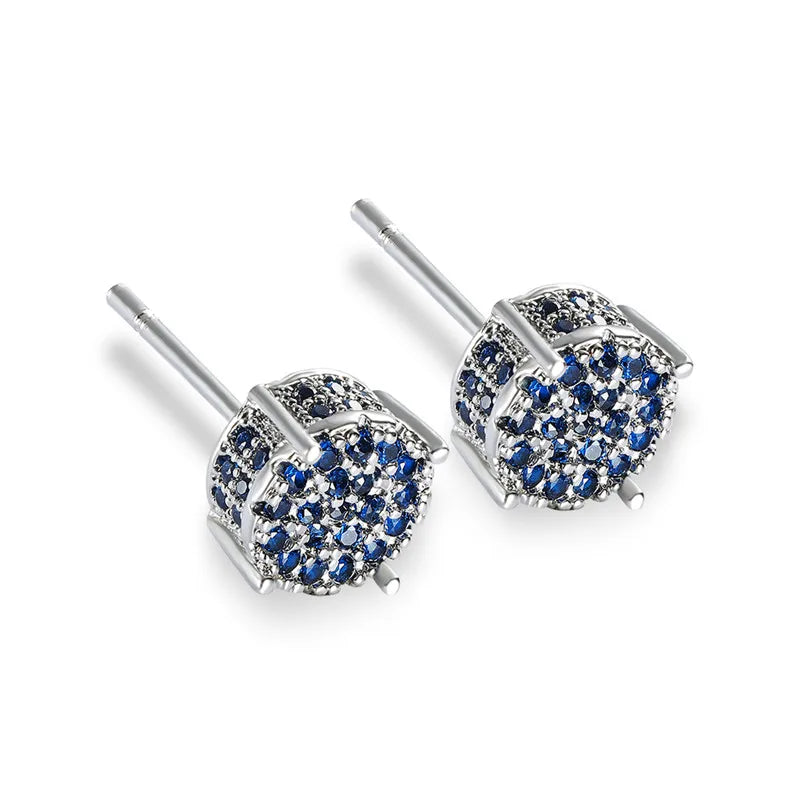 Austrian Crystal Stud Earrings White Gold Sparkle Bridal - Smarsty