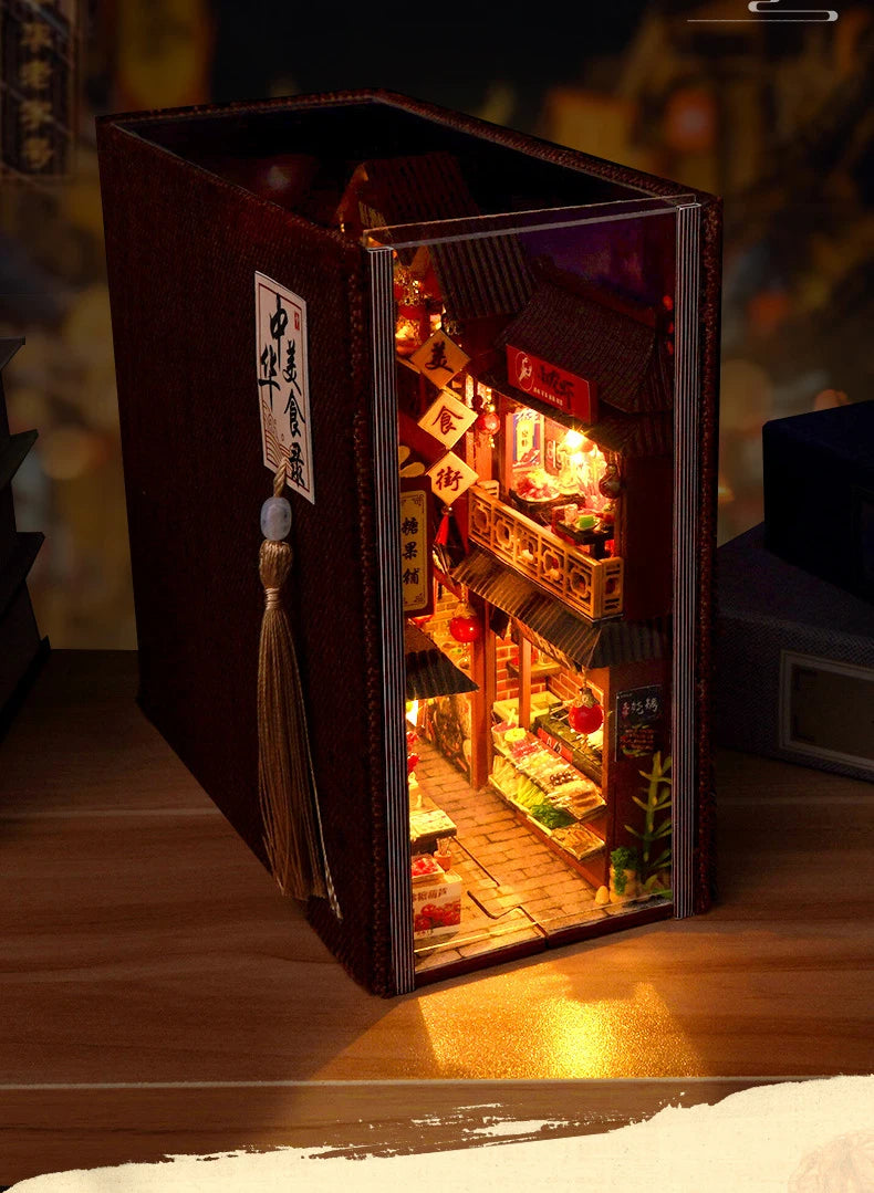 Diy Book Nook Doll House Miniature Wooden Bookshelf Shelf Insert Miniatures Home Model Kit Dollhouse Birthday Toy Gifts by Smarsty