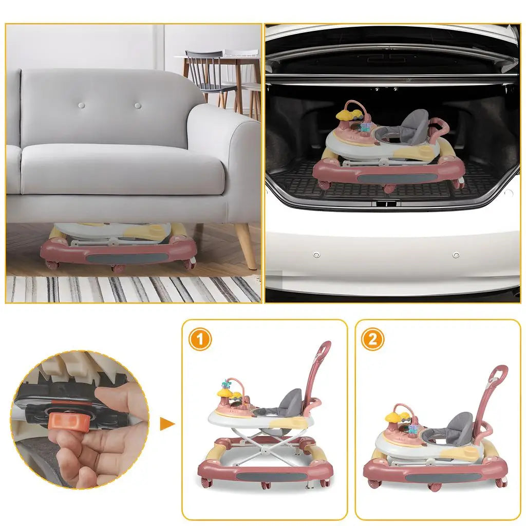 Baby Walkers With Universal Wheel Anti-Roll Anti O-Leg Walker Handcart Learning Start Walker Foldable Multifunction