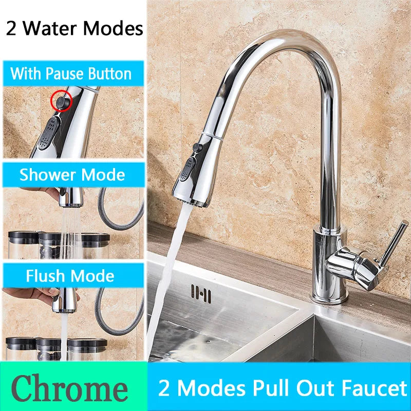 Rozin Chrome Kitchen Faucet with Pull Out Sprayer - Smarsty