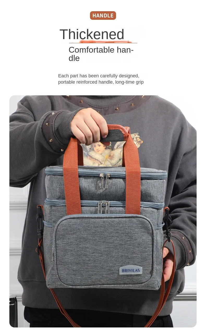 Double Layer Leakproof Lunch Bag Large Capacity Insulation - Smarsty