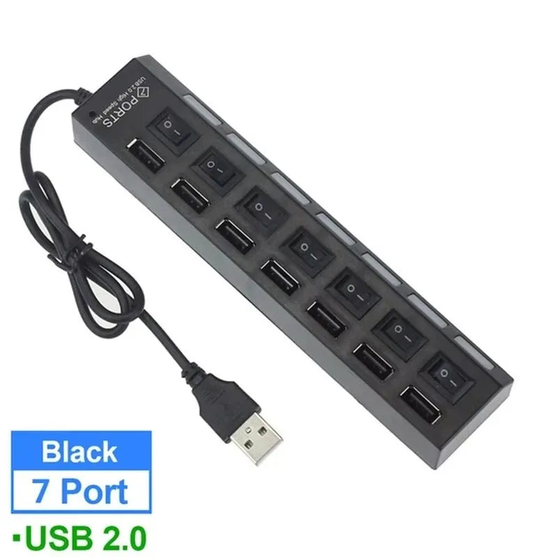 Seven Port USB 2 0 Hub With Built In Current Protection