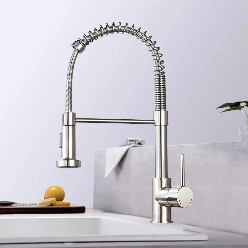 Brushed Nickel Kitchen Faucet with 360 Degree Rotation - Smarsty