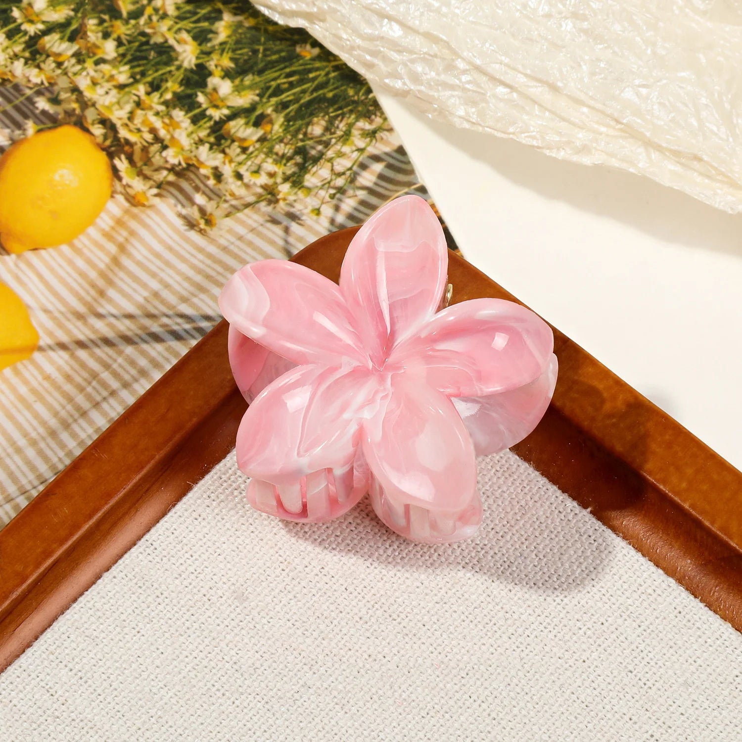 Hawaiian Gradient Marble Flower Hair Clips Small Lightweight - Smarsty