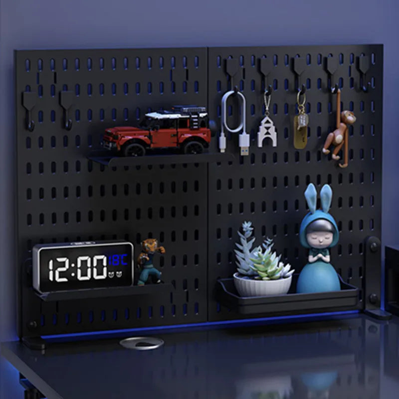 Punch-free Hole Board Vertical Desktop Wall Hanging Office Desk Storage Shelf Reading Room Desktop kitchen Bathroom Storage Rack by Smarsty