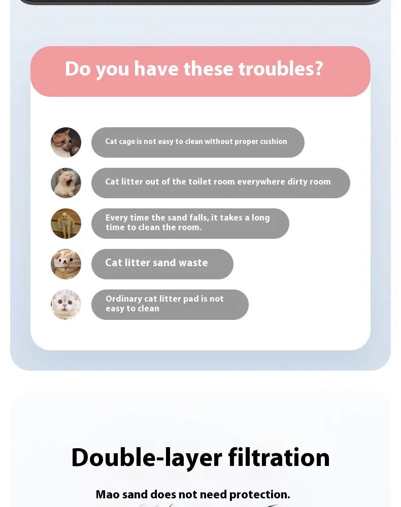 Large Cat Litter Mat Waterproof Double Layer Non Slip Litter Box Tray Pad Washable Durable Pet Toilet Training Mat - Smarsty