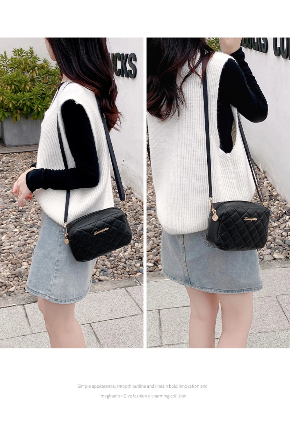 2024 Tassel Small Messenger Bag For Women Trend Lingge Embroidery Camera Female Shoulder Bag Fashion Chain Ladies Crossbody Bags - Smarsty