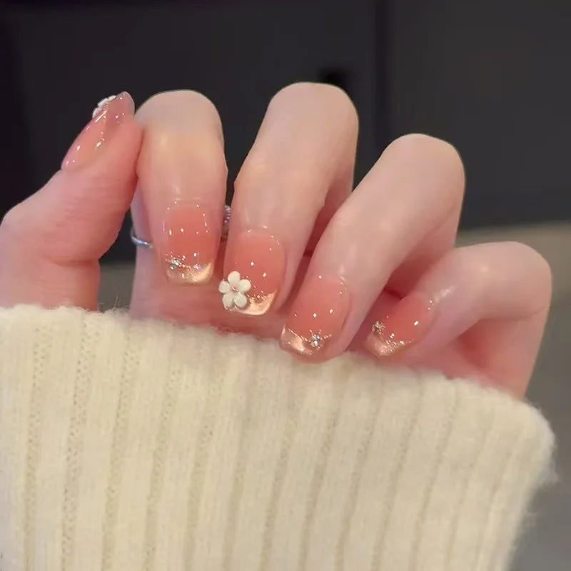 24Pcs Cute Pink Cat Eye Press On Nails Set - Smarsty