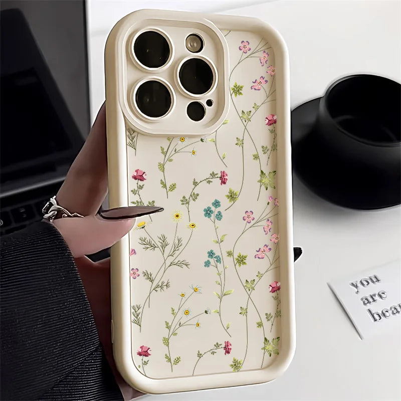Smarsty Floral Silicone Phone Case For iPhone Anti Slip Shockproof -