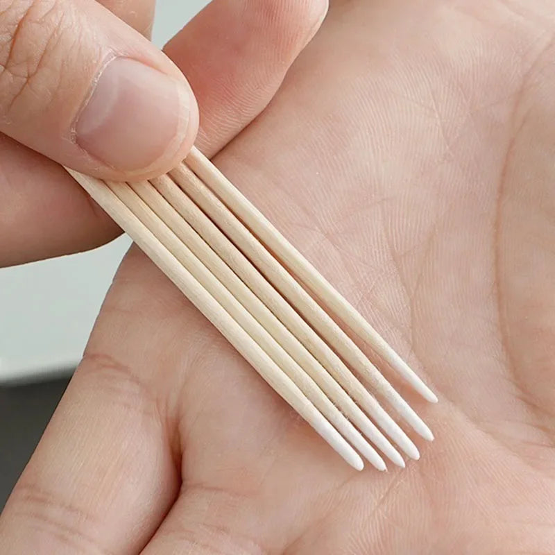 100Pcs Wooden Nail Swabs for Precise Manicure Care - Smarsty