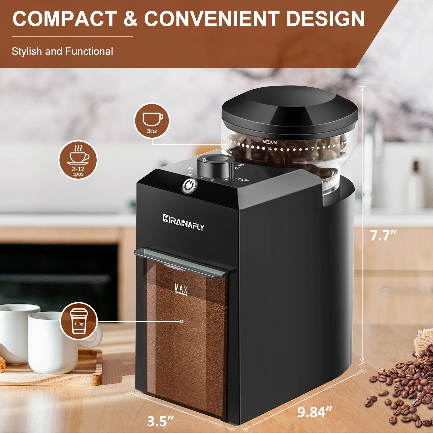 Automatic Burr Mill Coffee Grinder Electric Coffee Bean Grinding With 28 Adjustable Gears for Espresso French Press Drip Coffee - Smarsty