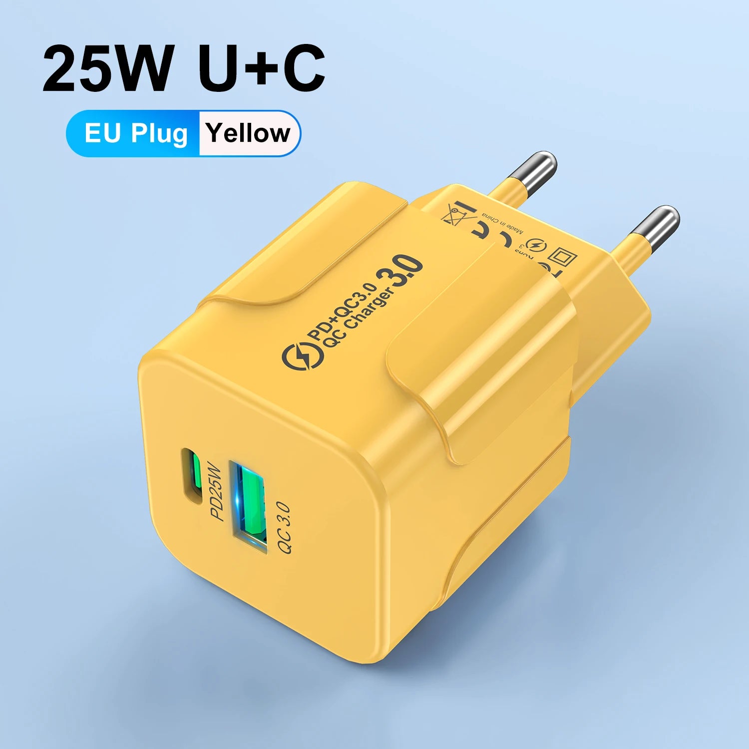 Compact Dual Port USB C Fast Charger 25W Travel Adapter - Smarsty