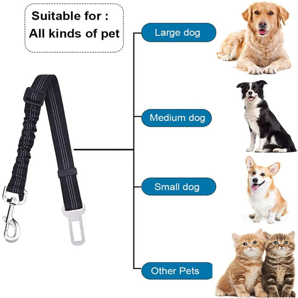 Adjustable Dog Car Seat Belt Harness with Reflective Cushioning - Smarsty