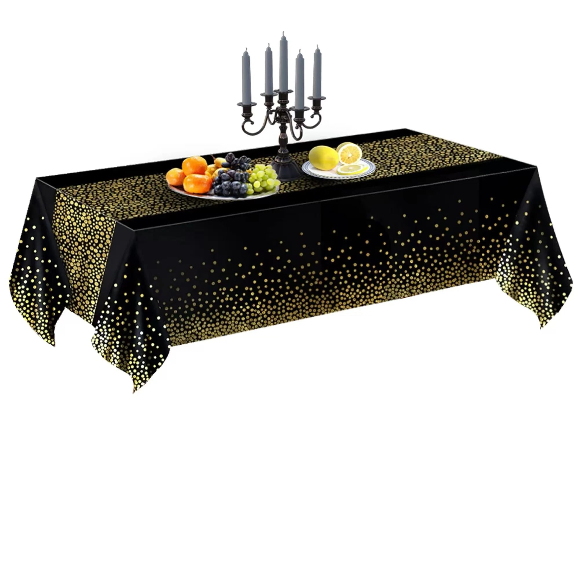 Black Gold Rectangular Tablecloth for Parties and Events - Smarsty