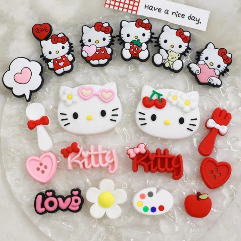 Beach Style Tropical Tan Hello Kitty Shoe Charms Set For DIY Clogs Sandals Decoration KT Cat PVC Material Design Christmas Gifts