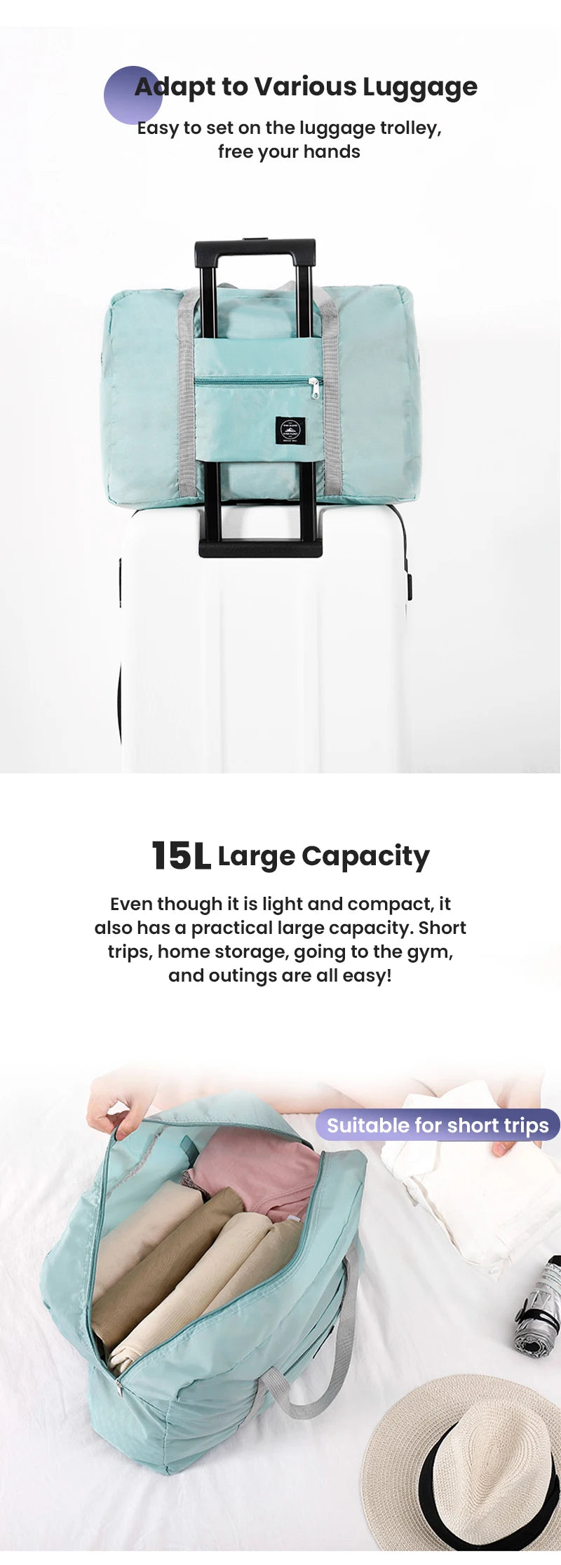 Foldable Travel Duffel Bag Carry On Large Capacity - Smarsty